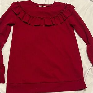 Elegant Red Ruffle Blouse